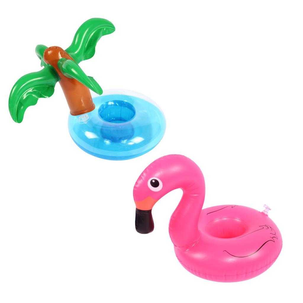 Flamingo ve Palmiye Şişme Deniz Havuz Bardak Tutucu